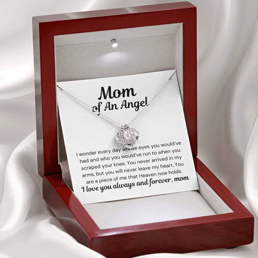 Mom of An Angel- I Wonder- Love Knot Necklace-PM0296