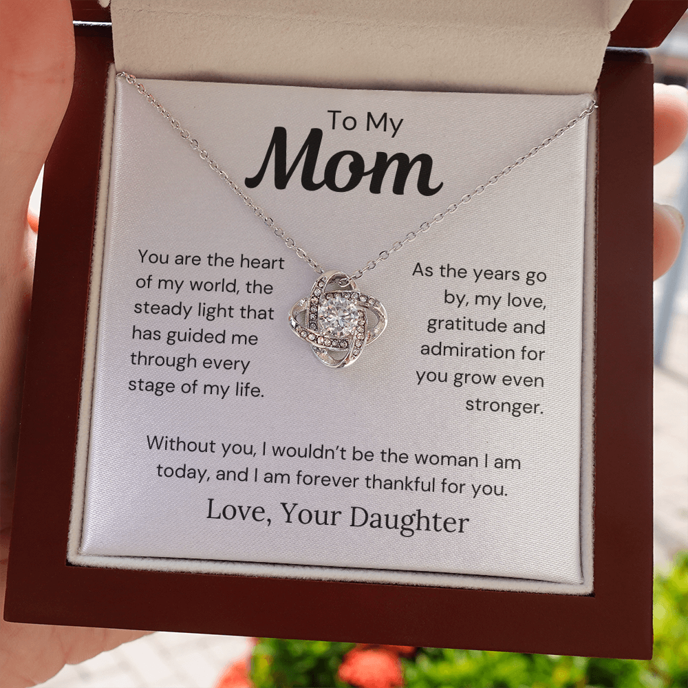 To Mom from Daughter - The Heart Of My World - Love Knot Necklace - PM0275