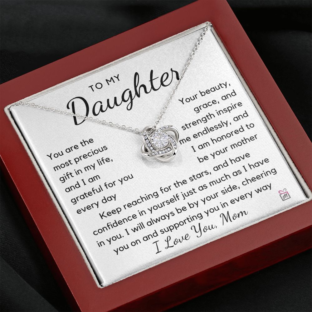 To Daughter, from Mom - The most Precious Gift - Love Knot Necklace PM0135