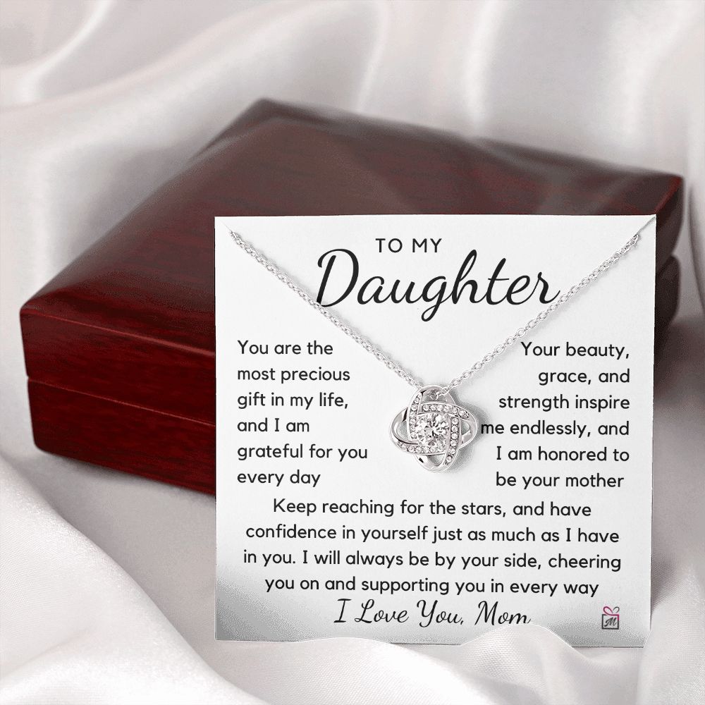 To Daughter, from Mom - The most Precious Gift - Love Knot Necklace PM0135