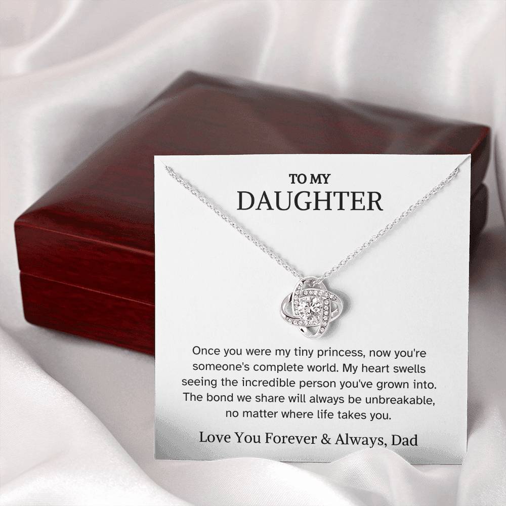 To Daughter from Dad - Once You Were My Tiny Princess - Love Knot Necklace - PM0305