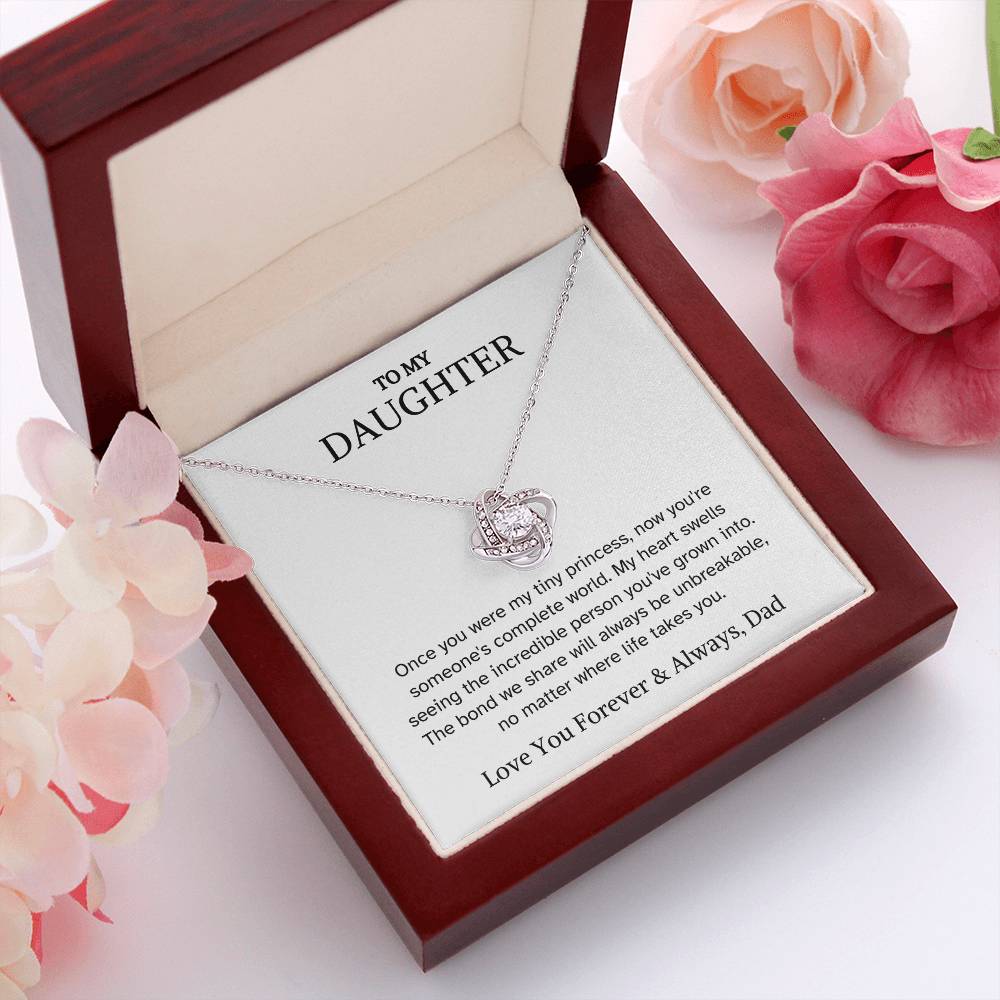 To Daughter from Dad - Once You Were My Tiny Princess - Love Knot Necklace - PM0305