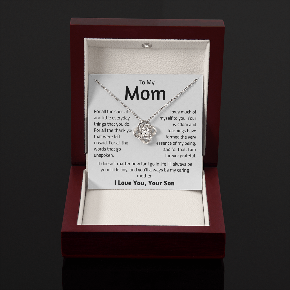 To Mom, from Son - For All The Special Things - Love Knot Necklace - PM052