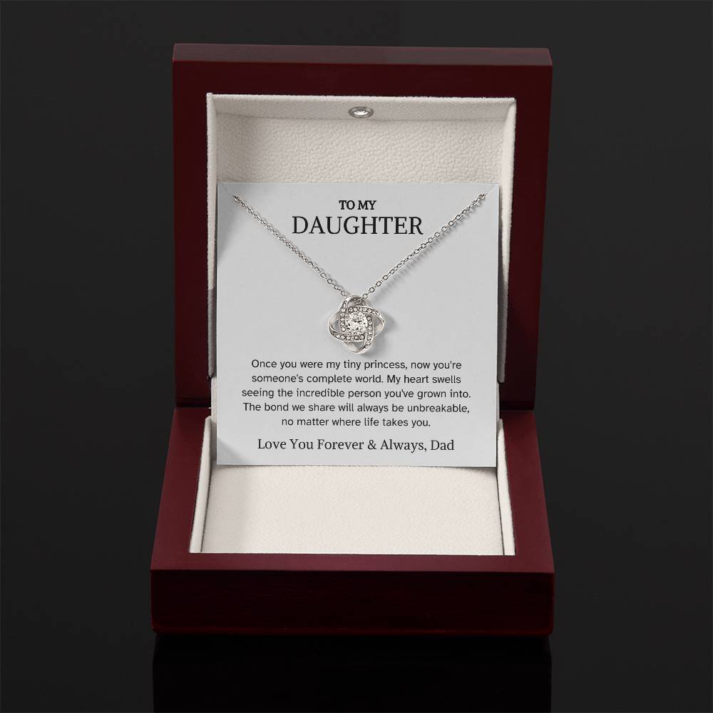 To Daughter from Dad - Once You Were My Tiny Princess - Love Knot Necklace - PM0305