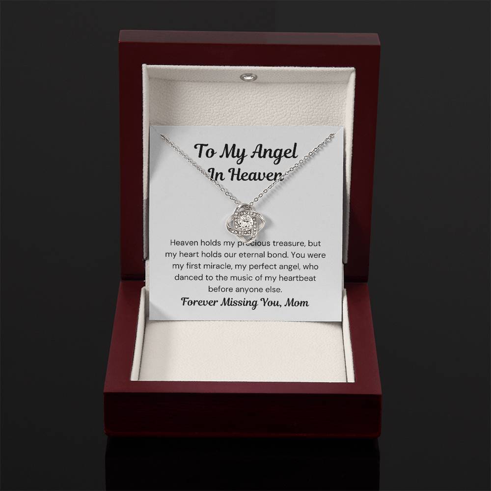 Mom of An Angel- Heaven Holds You- Love Knot Necklace-PM0298