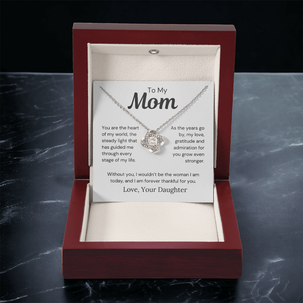 To Mom from Daughter - The Heart Of My World - Love Knot Necklace - PM0275