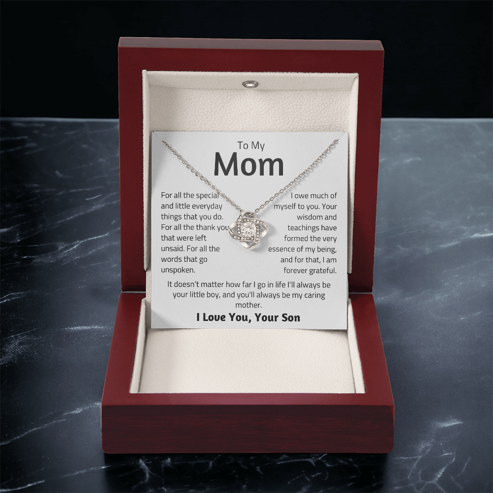 To Mom, from Son - For All The Special Things - Love Knot Necklace - PM052