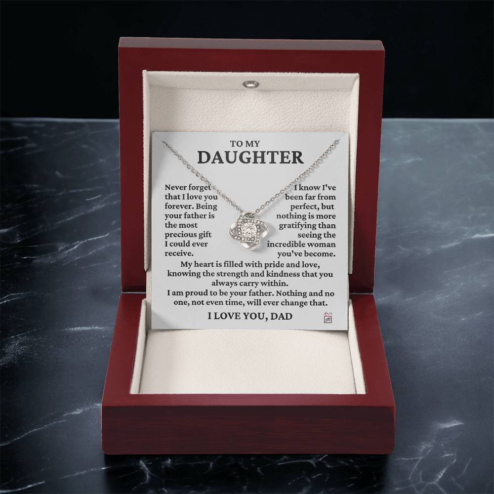 To Daughter from Dad - Far From Perfect - Love Knot Necklace PM0240