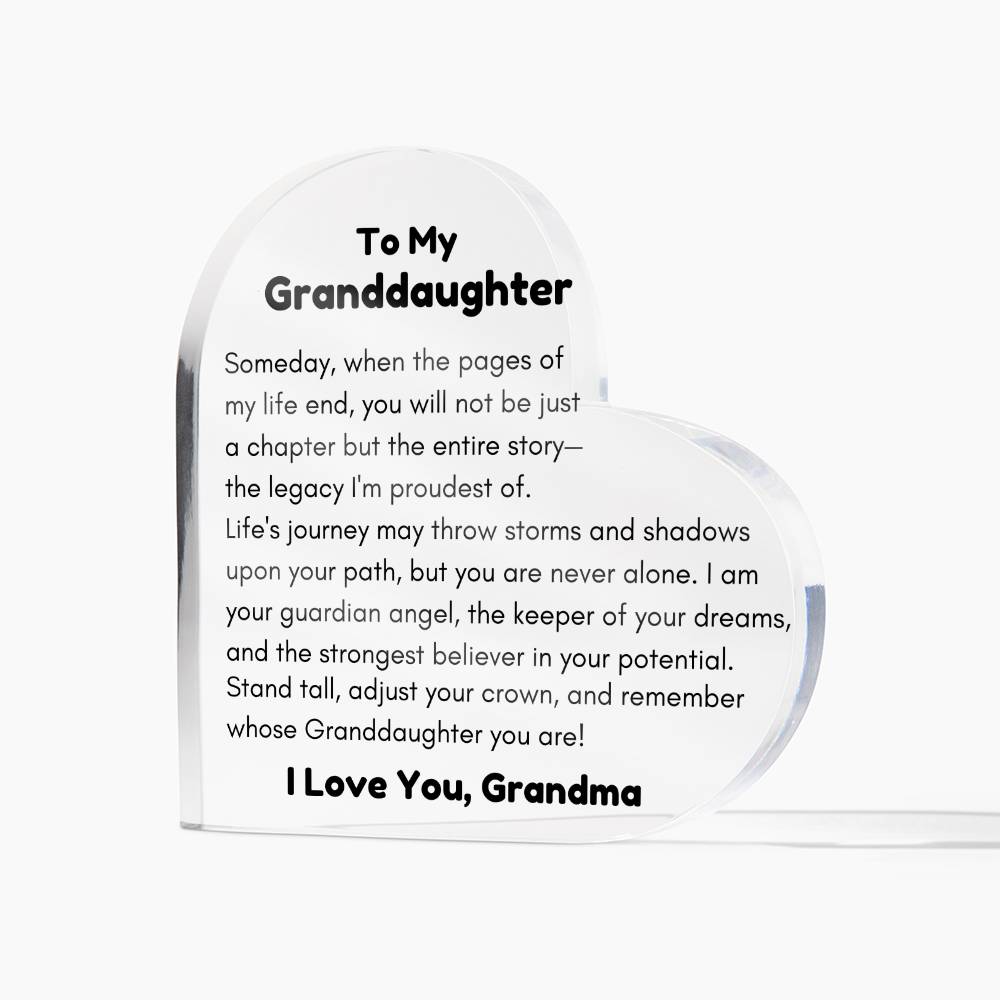 To Granddaughter, from Grandma - Someday - Heart Acrylic Plaque - PM0223