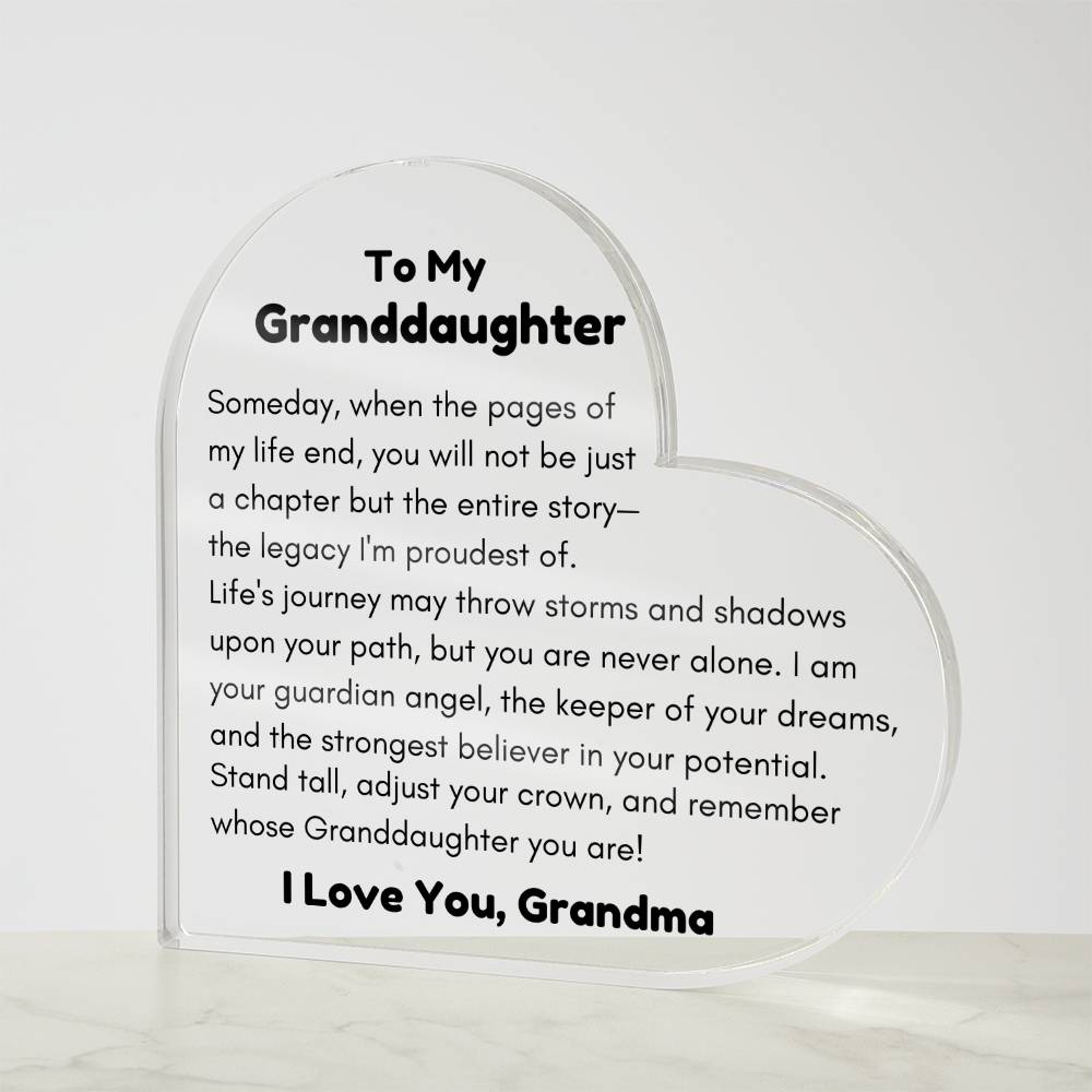 To Granddaughter, from Grandma - Someday - Heart Acrylic Plaque - PM0223