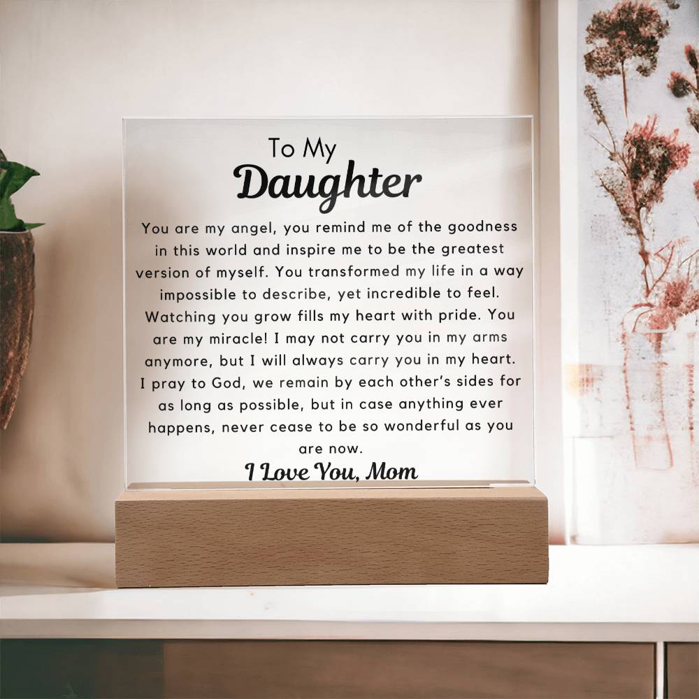 To Daughter, from Mom - You Are My Miracle - Square Acrylic Plaque - PM0234