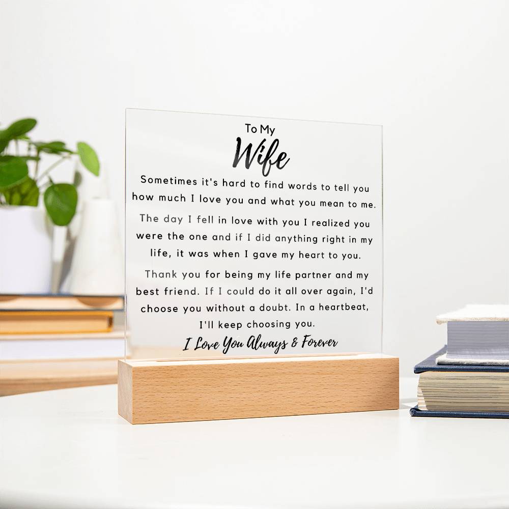 To Wife - Hard To Find Words - Square Acrylic Plaque - PM0189