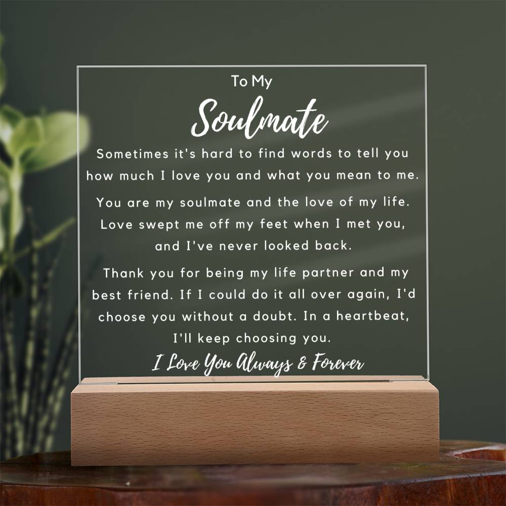 To Soulmate - Hard To Find Words - Night Lamp Acrylic - PM0265
