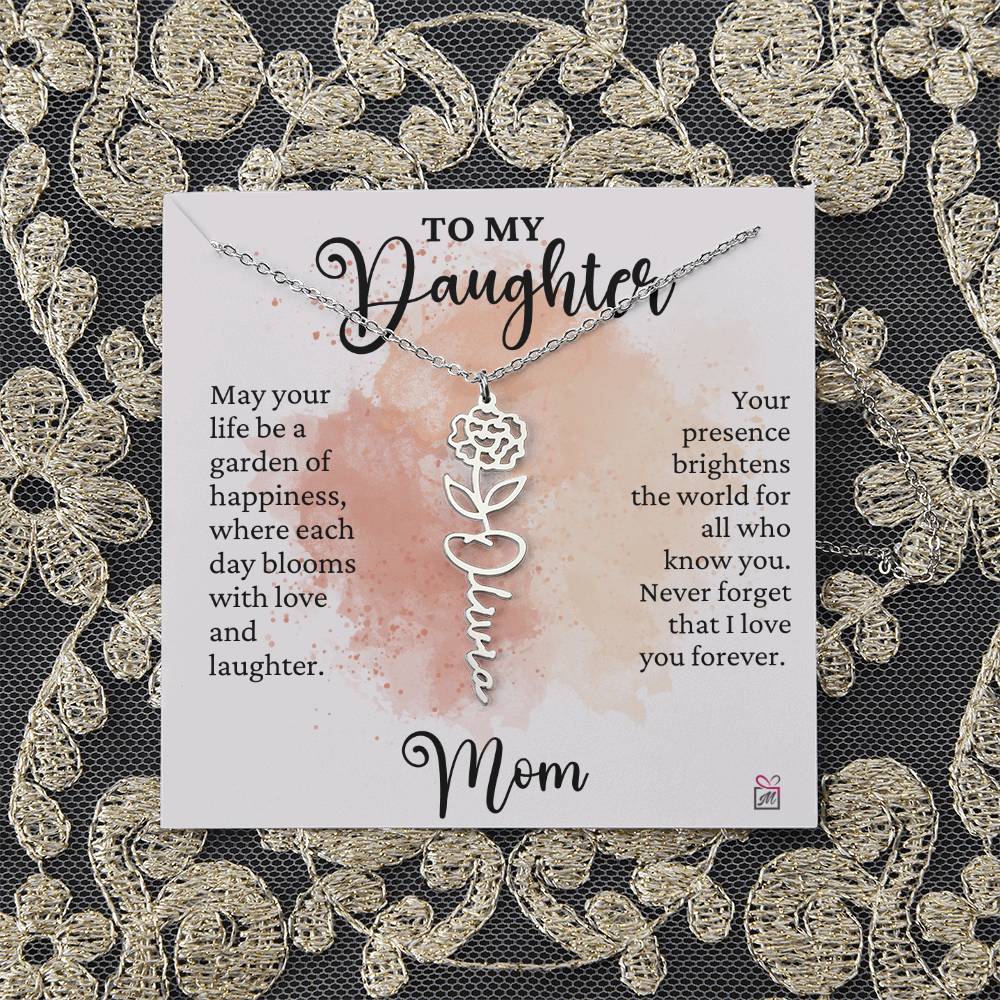 To Daughter from Mom - A Garden of Hapiness - Birth FLower Necklace - PM0249