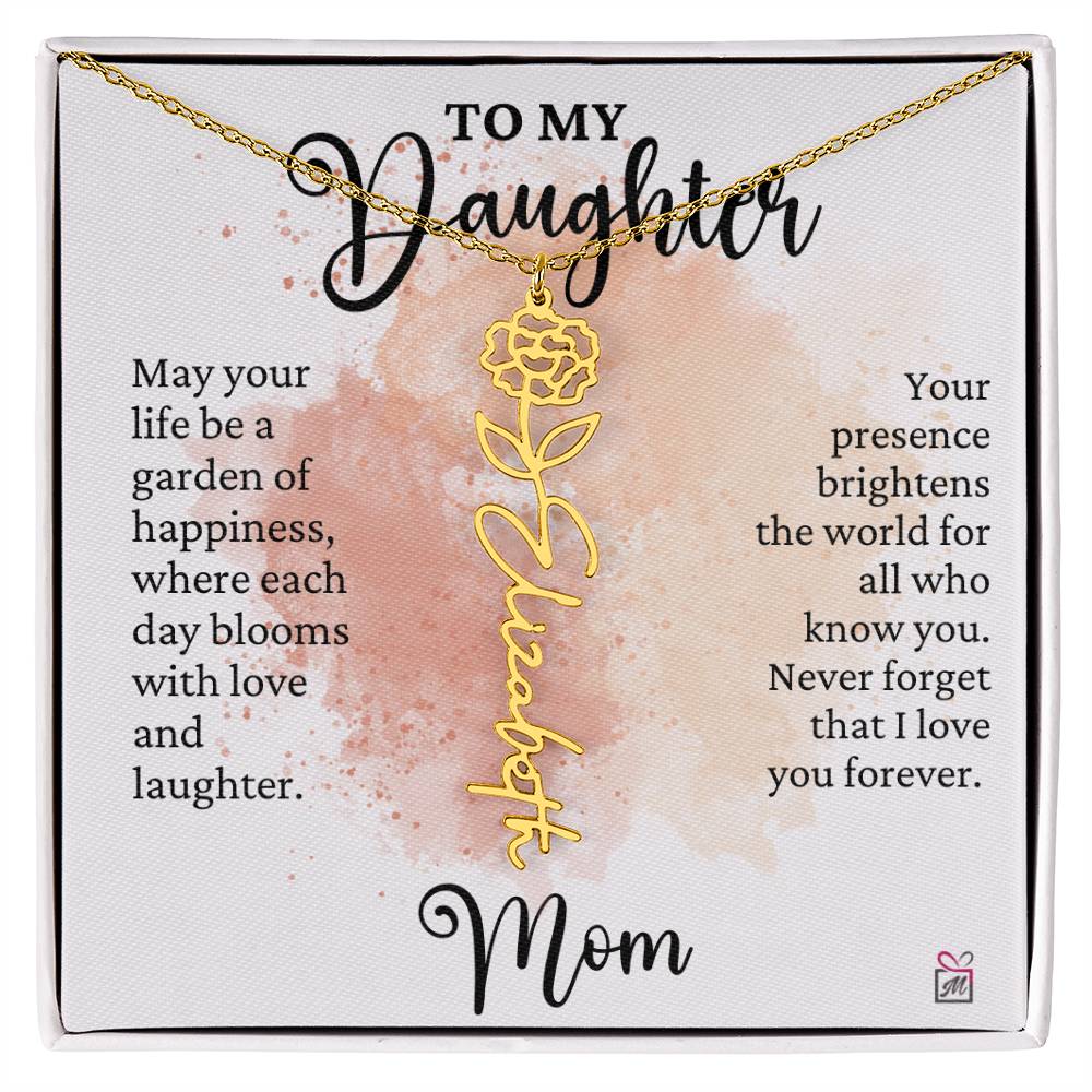 To Daughter from Mom - A Garden of Hapiness - Birth FLower Necklace - PM0249