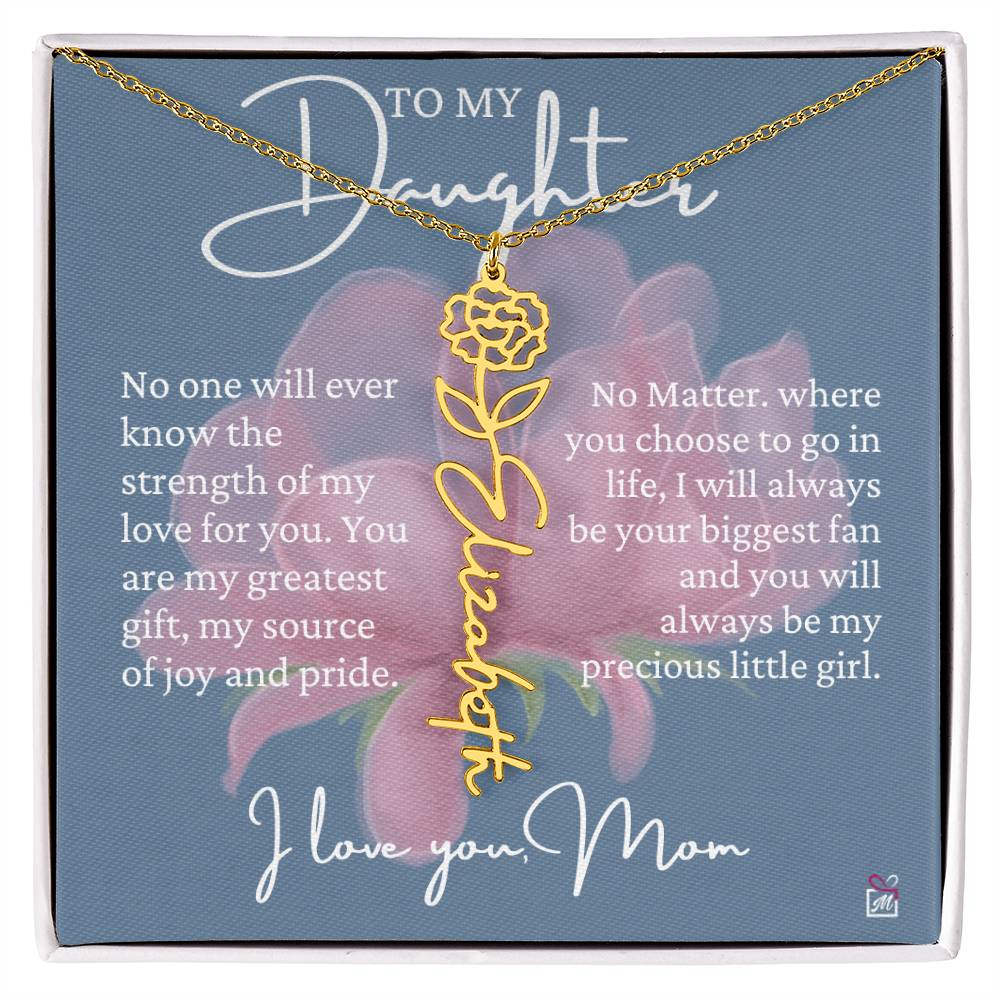 To Daughter, from Mom - Greatest Gift - Birth Flower Necklace - EMS020