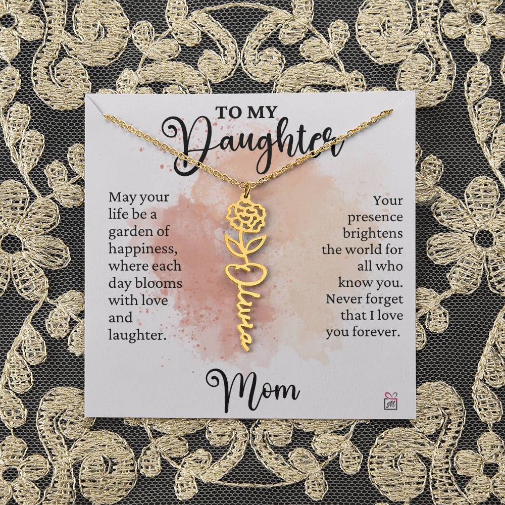 To Daughter from Mom - A Garden of Hapiness - Birth FLower Necklace - PM0249