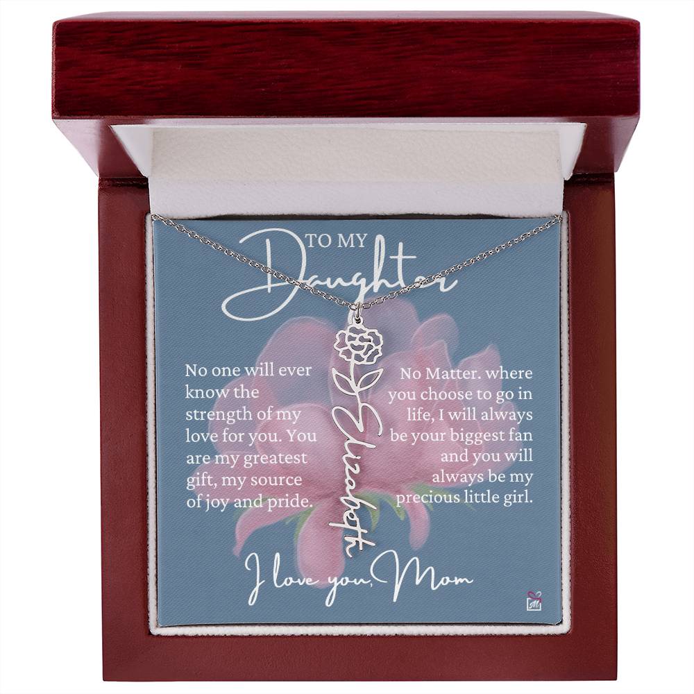 To Daughter, from Mom - Greatest Gift - Birth Flower Necklace - EMS020