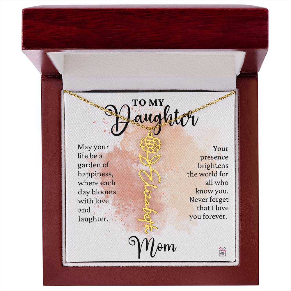 To Daughter from Mom - A Garden of Hapiness - Birth FLower Necklace - PM0249