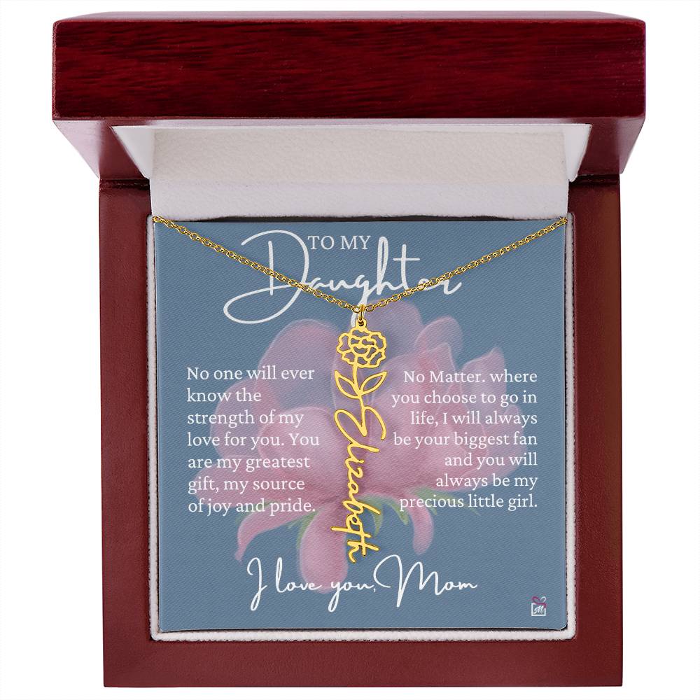 To Daughter, from Mom - Greatest Gift - Birth Flower Necklace - EMS020