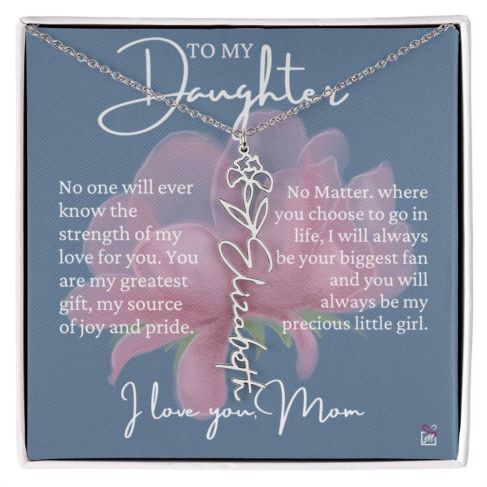 To Daughter, from Mom - Greatest Gift - Birth Flower Necklace - EMS020