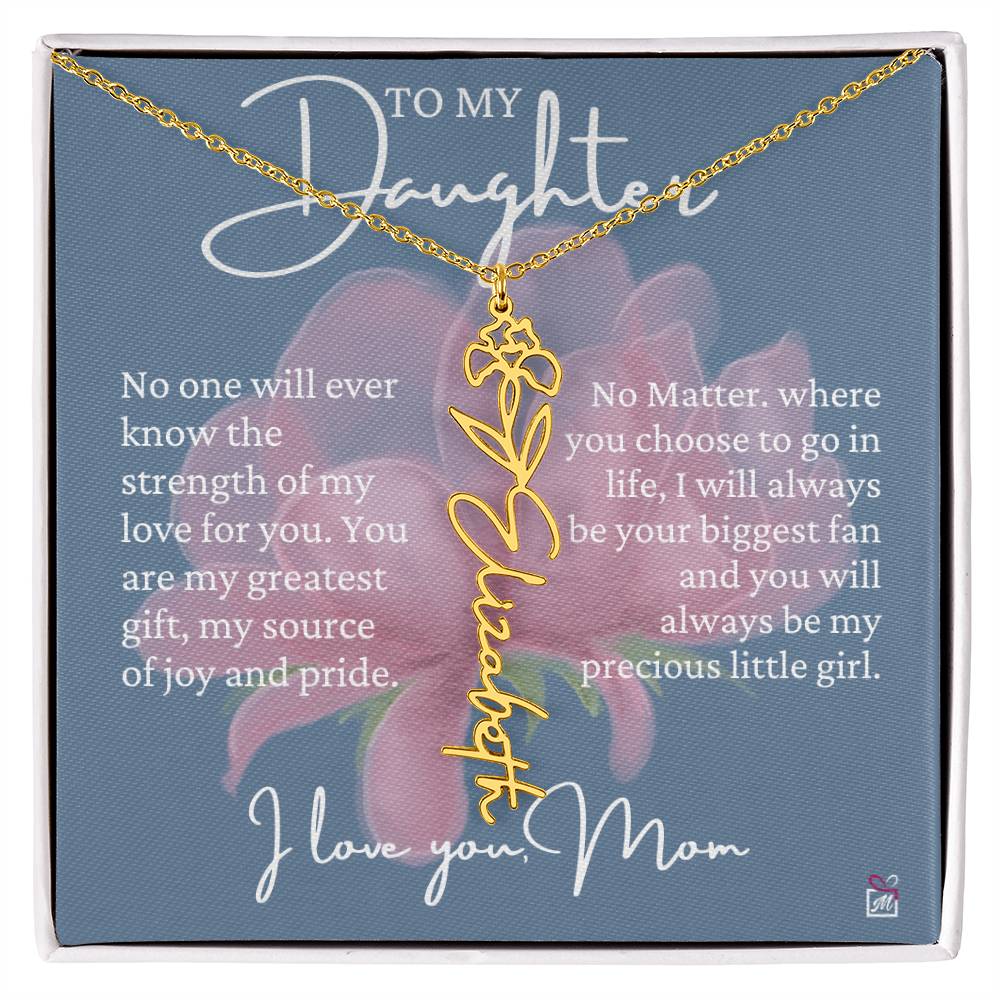To Daughter, from Mom - Greatest Gift - Birth Flower Necklace - EMS020