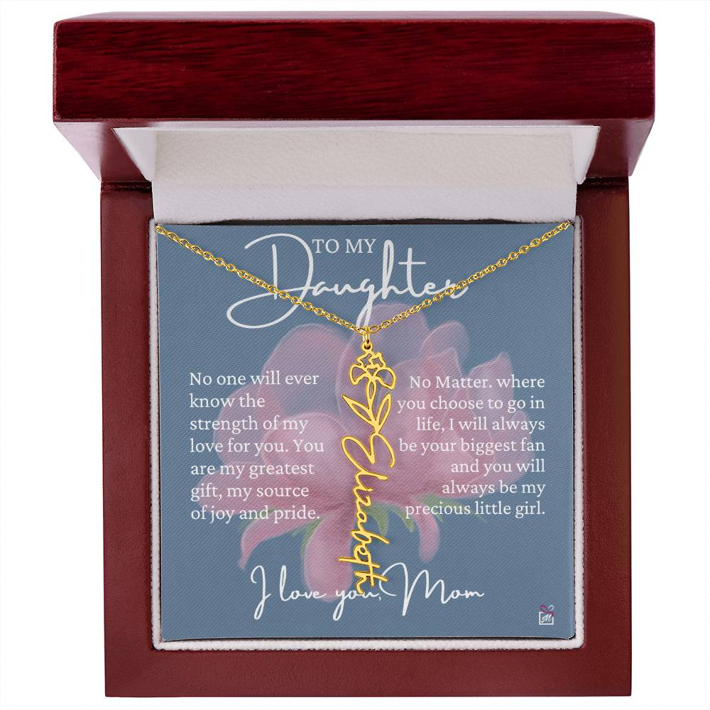 To Daughter, from Mom - Greatest Gift - Birth Flower Necklace - EMS020