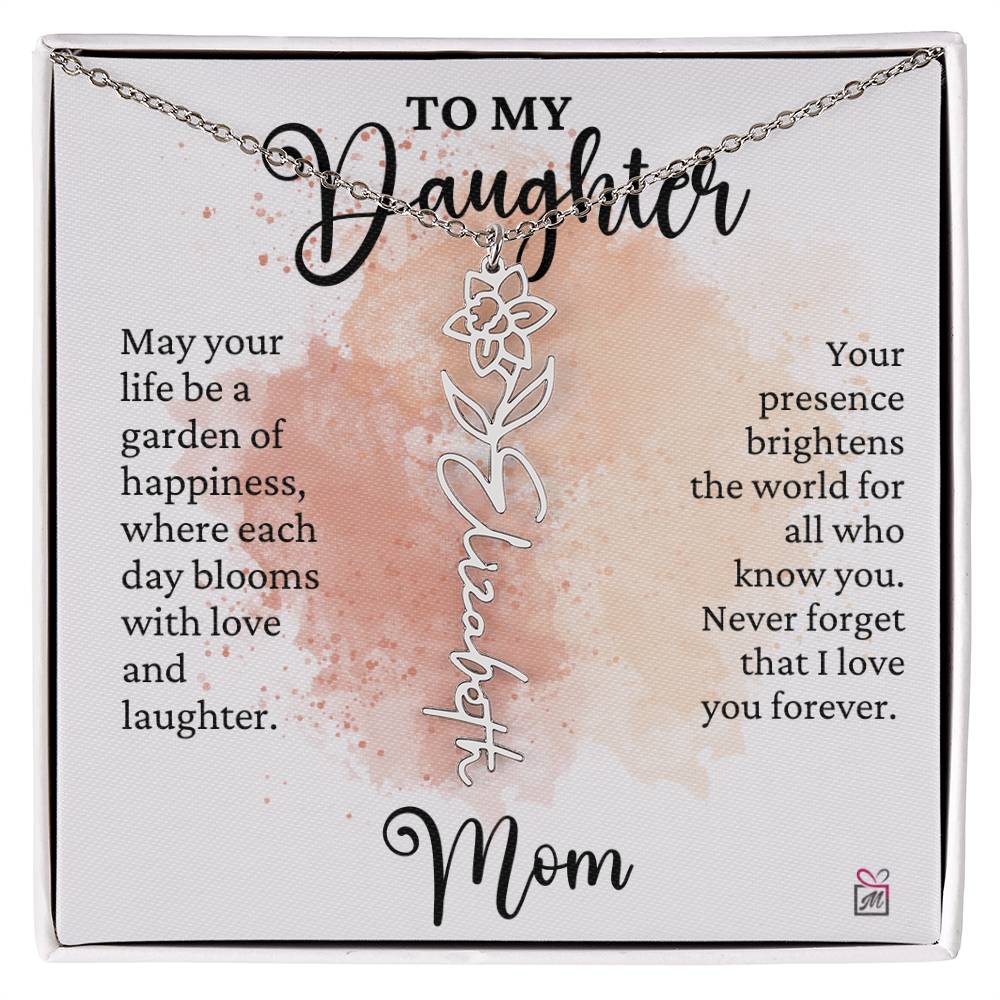 To Daughter from Mom - A Garden of Hapiness - Birth FLower Necklace - PM0249