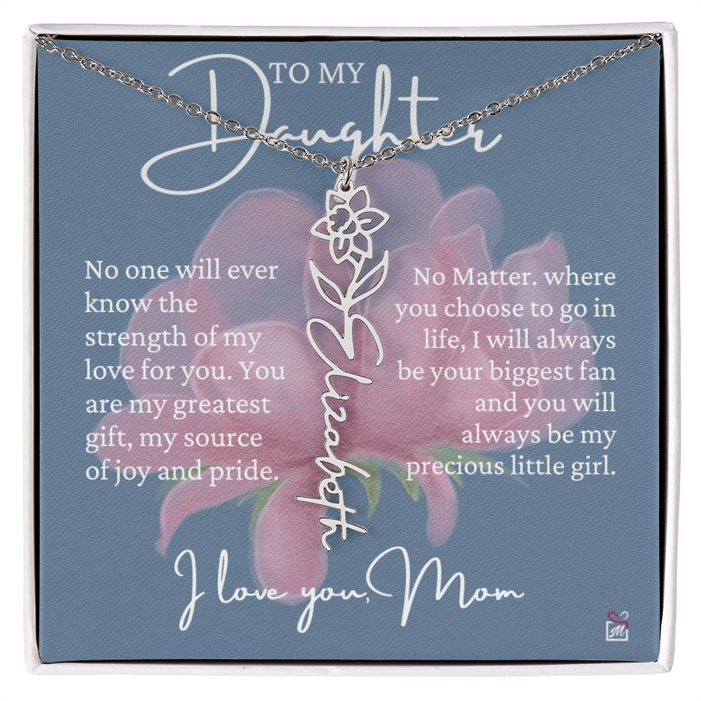 To Daughter, from Mom - Greatest Gift - Birth Flower Necklace - EMS020