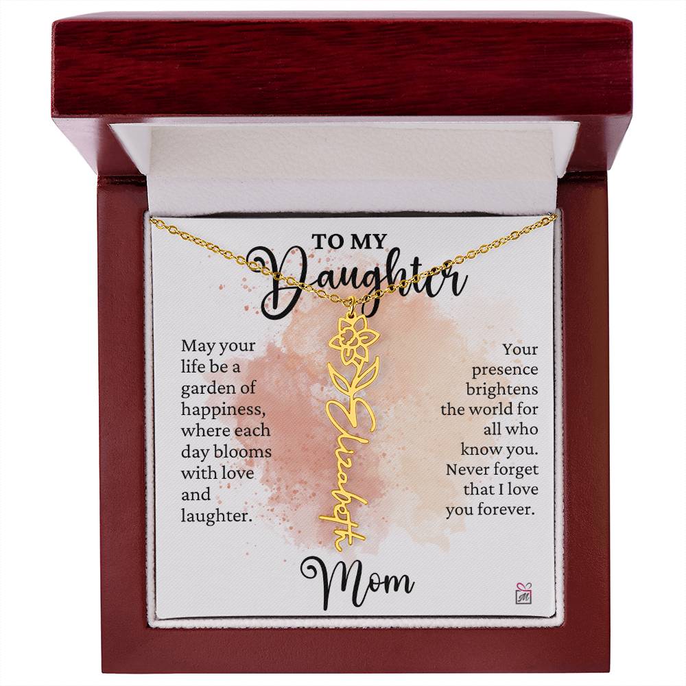 To Daughter from Mom - A Garden of Hapiness - Birth FLower Necklace - PM0249