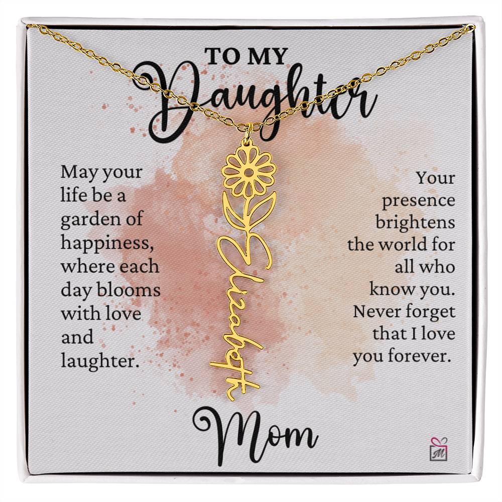 To Daughter from Mom - A Garden of Hapiness - Birth FLower Necklace - PM0249
