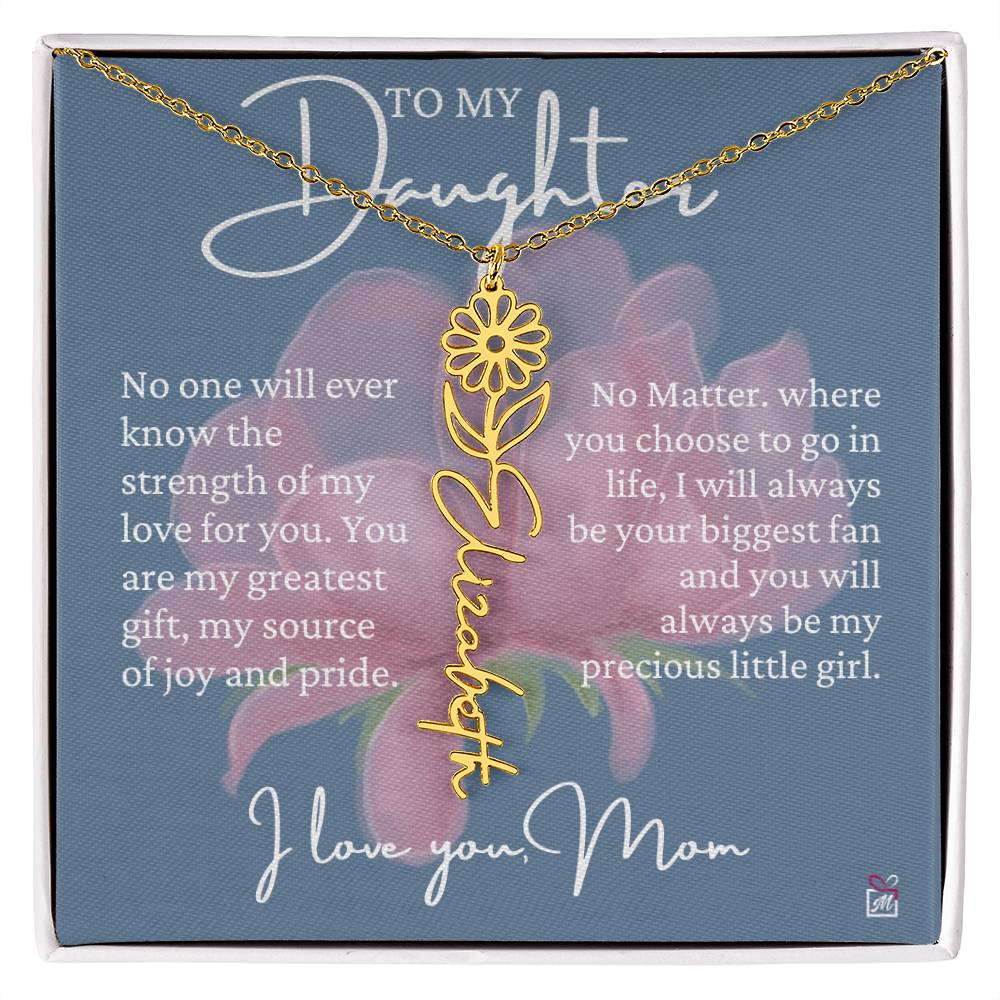 To Daughter, from Mom - Greatest Gift - Birth Flower Necklace - EMS020