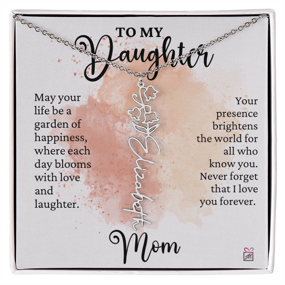 To Daughter from Mom - A Garden of Hapiness - Birth FLower Necklace - PM0249
