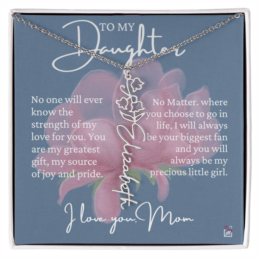 To Daughter, from Mom - Greatest Gift - Birth Flower Necklace - EMS020