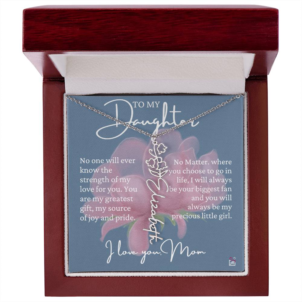 To Daughter, from Mom - Greatest Gift - Birth Flower Necklace - EMS020