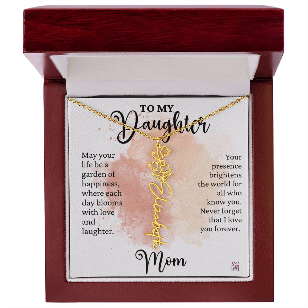 To Daughter from Mom - A Garden of Hapiness - Birth FLower Necklace - PM0249