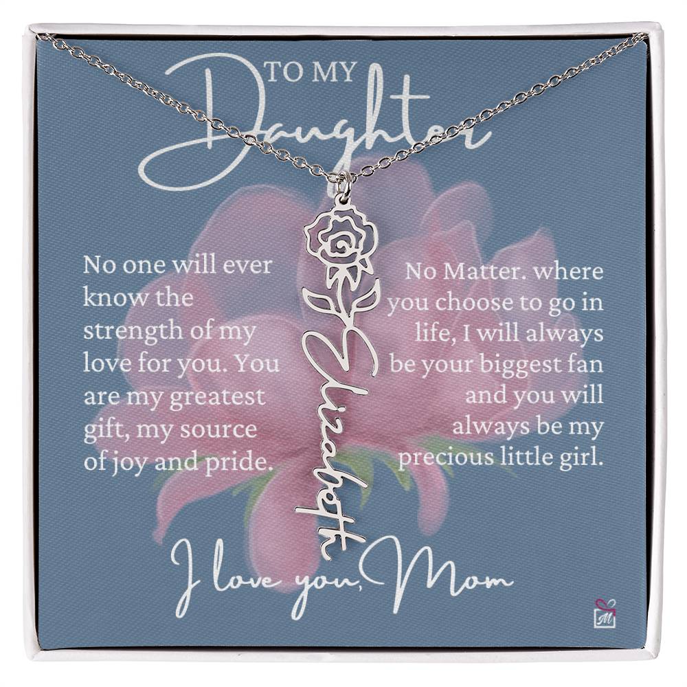To Daughter, from Mom - Greatest Gift - Birth Flower Necklace - EMS020