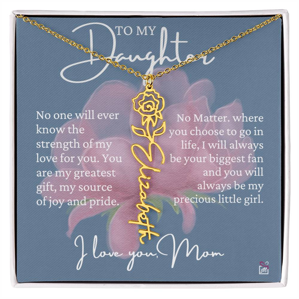 To Daughter, from Mom - Greatest Gift - Birth Flower Necklace - EMS020