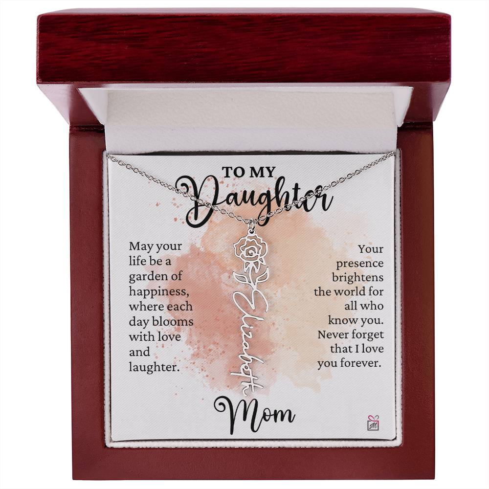 To Daughter from Mom - A Garden of Hapiness - Birth FLower Necklace - PM0249