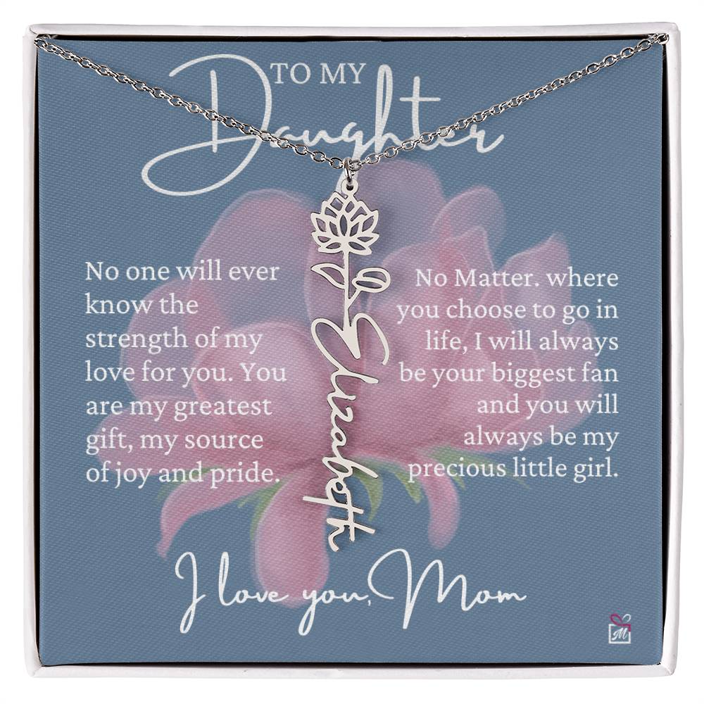 To Daughter, from Mom - Greatest Gift - Birth Flower Necklace - EMS020
