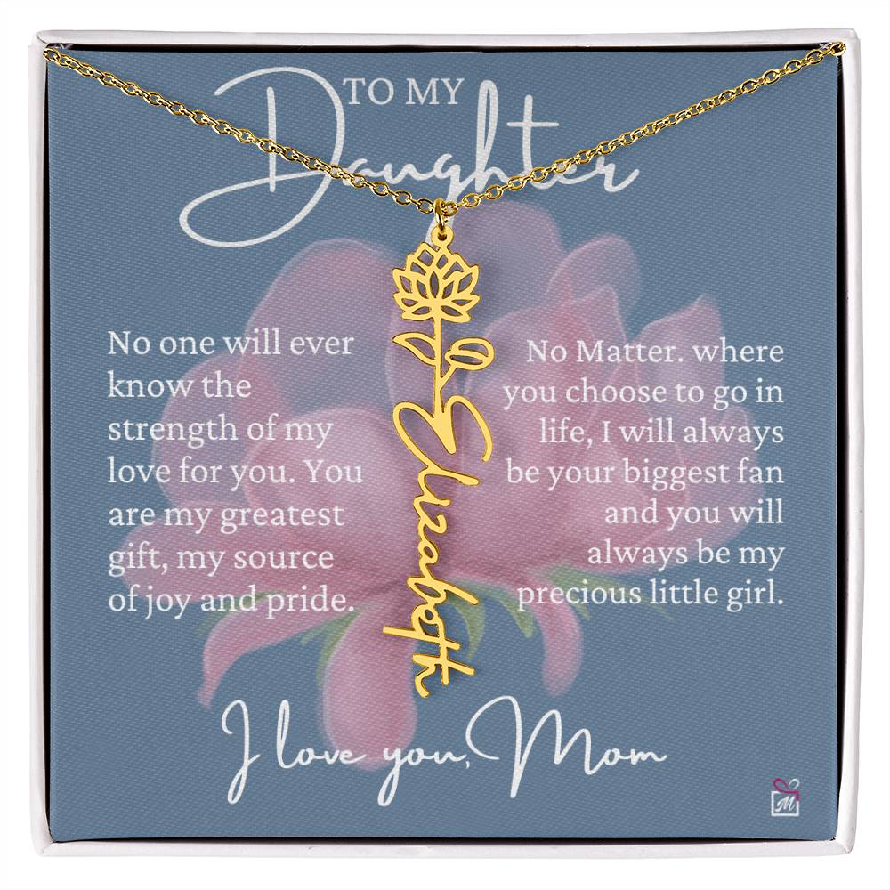 To Daughter, from Mom - Greatest Gift - Birth Flower Necklace - EMS020