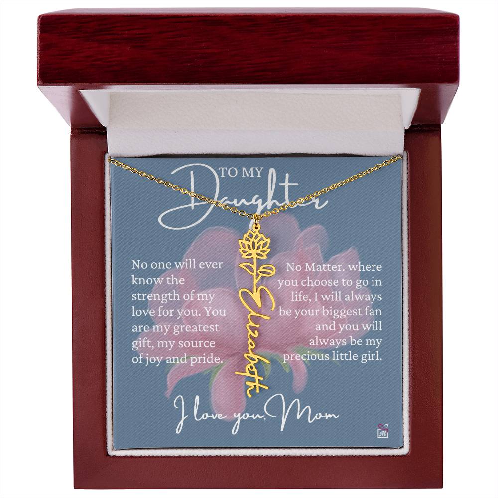 To Daughter, from Mom - Greatest Gift - Birth Flower Necklace - EMS020