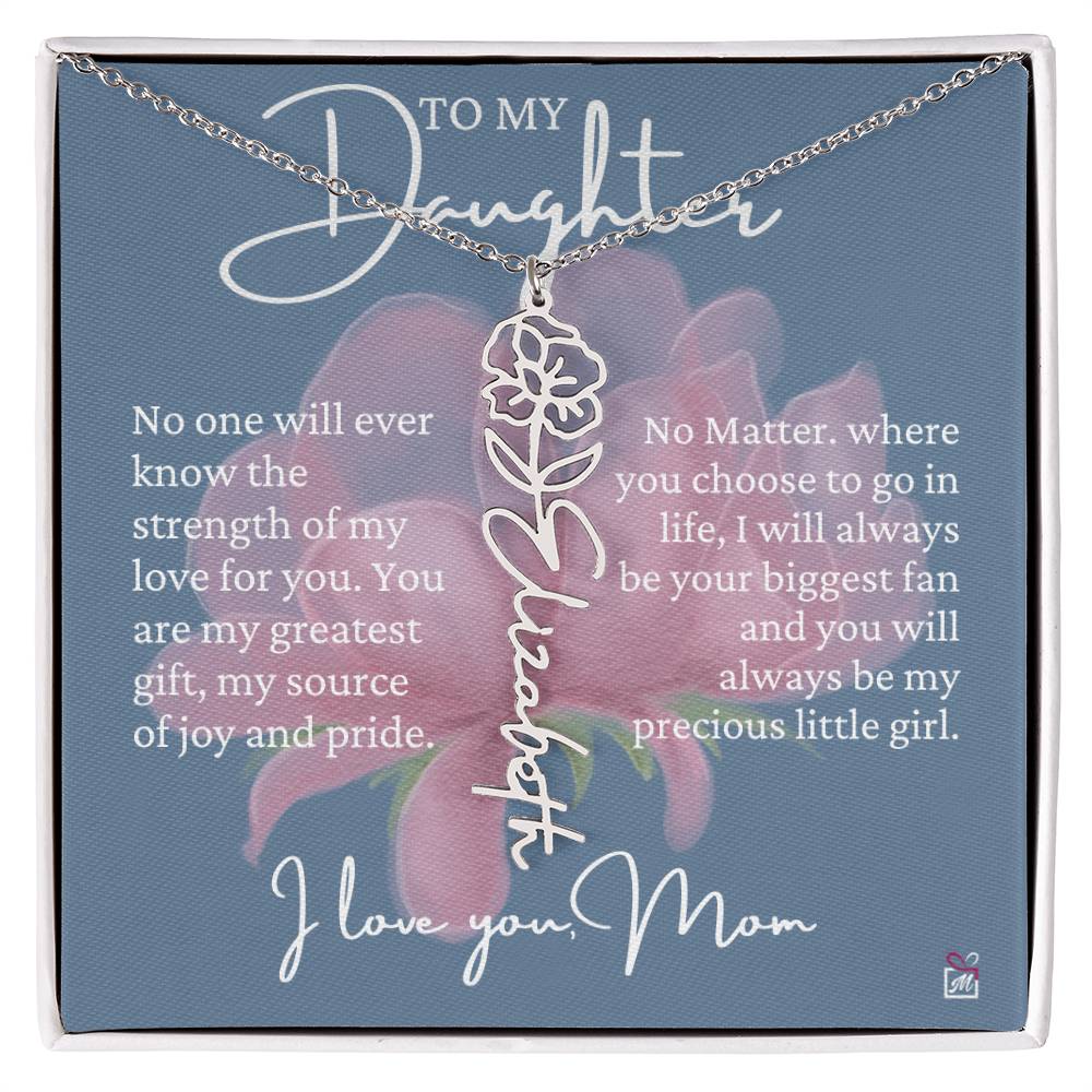 To Daughter, from Mom - Greatest Gift - Birth Flower Necklace - EMS020
