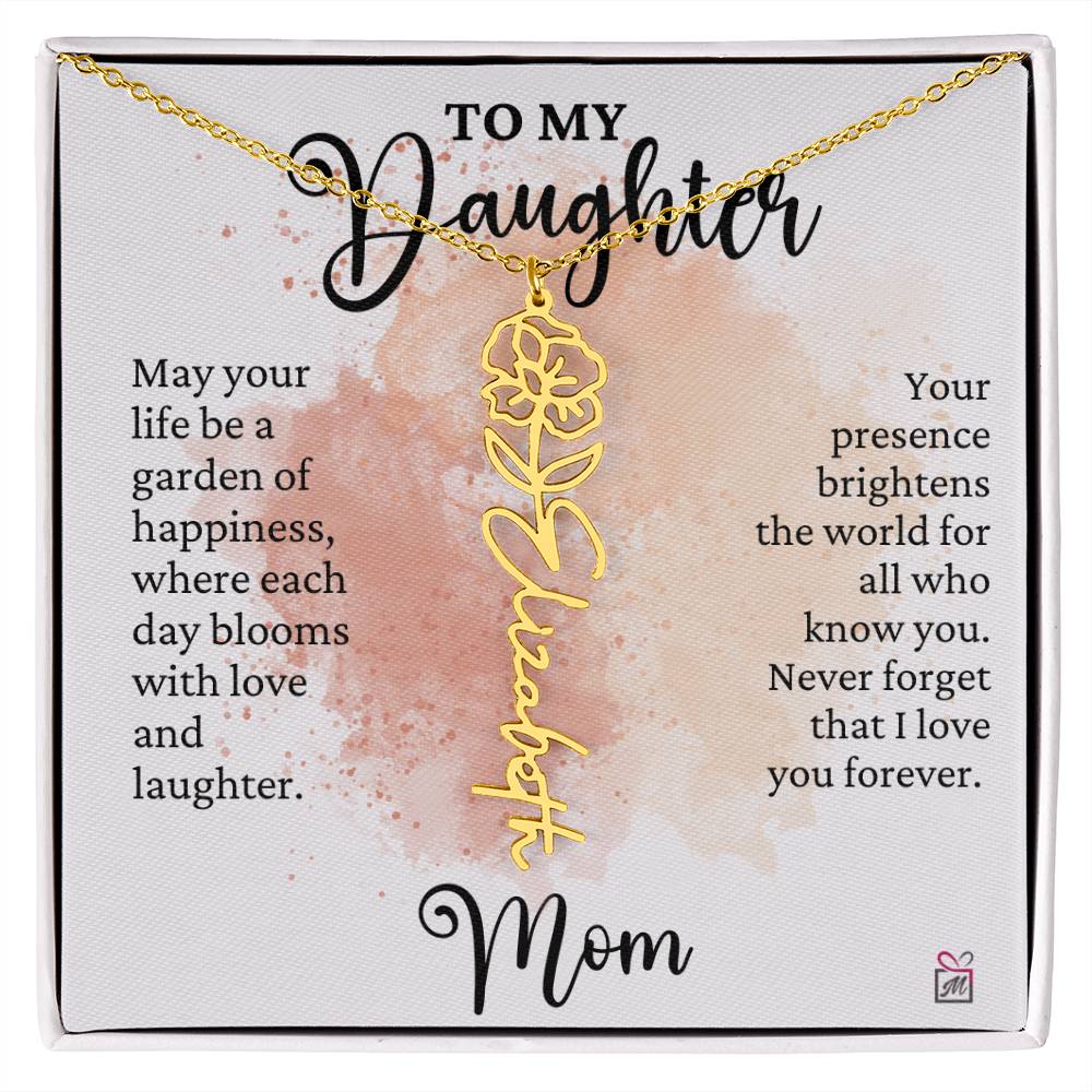 To Daughter from Mom - A Garden of Hapiness - Birth FLower Necklace - PM0249