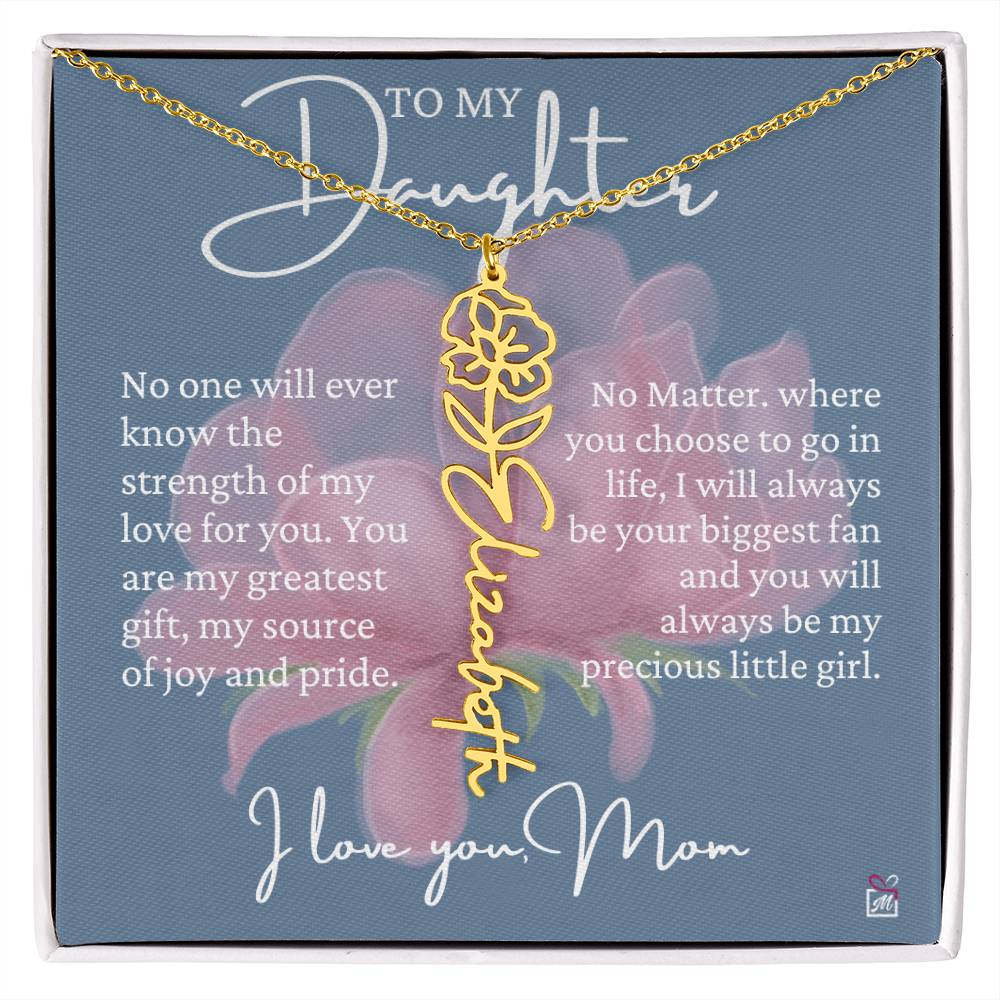 To Daughter, from Mom - Greatest Gift - Birth Flower Necklace - EMS020