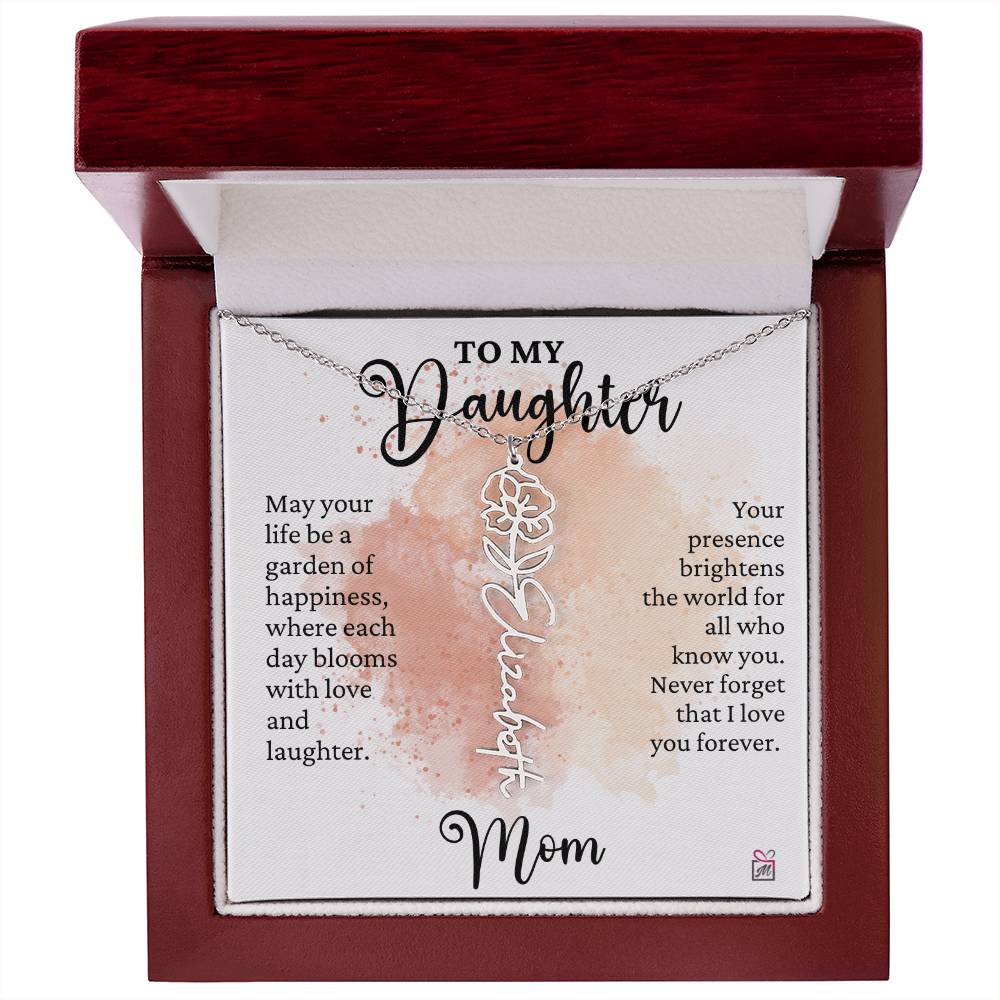 To Daughter from Mom - A Garden of Hapiness - Birth FLower Necklace - PM0249