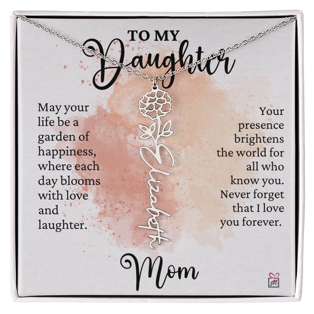To Daughter from Mom - A Garden of Hapiness - Birth FLower Necklace - PM0249