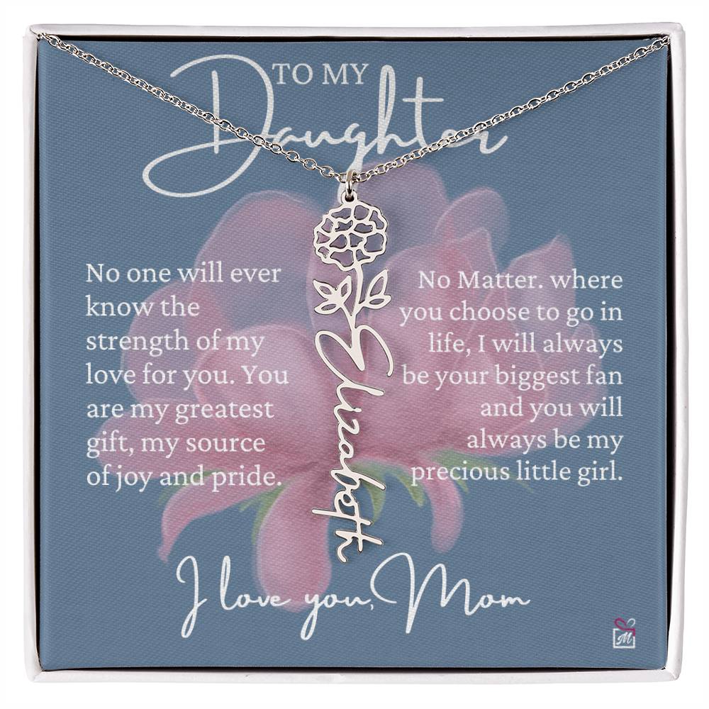 To Daughter, from Mom - Greatest Gift - Birth Flower Necklace - EMS020