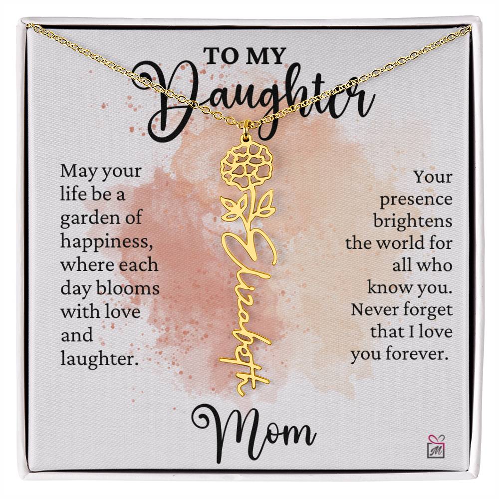 To Daughter from Mom - A Garden of Hapiness - Birth FLower Necklace - PM0249