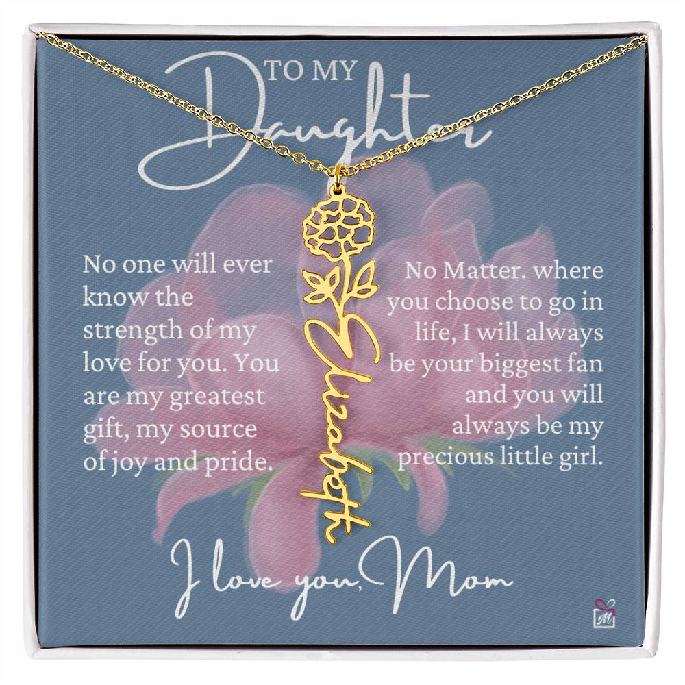 To Daughter, from Mom - Greatest Gift - Birth Flower Necklace - EMS020